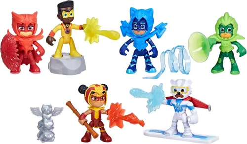 Vista 2 de PJ Masks Power Heroes Meet The Power Heroes - Juego de figuras con 6 figuras y 14 accesorios, juguetes preescolares para niños de 3 años en adelante