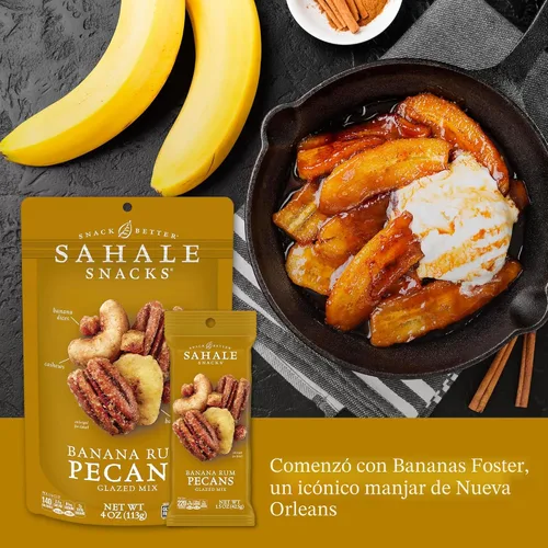 Vista 3 de Sahale Snacks - Mezcla glaseada de pacanas al ron y bananas, 4 onzas (paquete de 6)