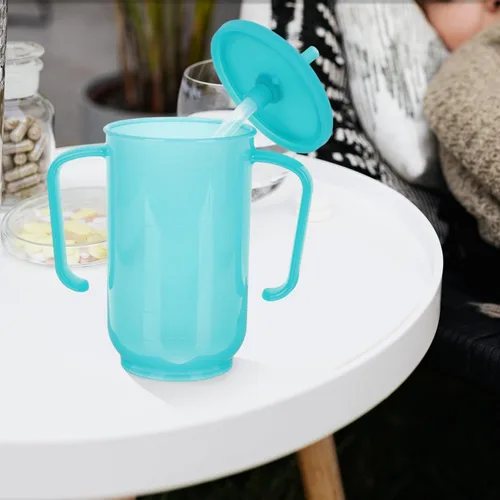 Vista 3 de EXCEART Tazas antiderrames con asas para pacientes discapacitados
