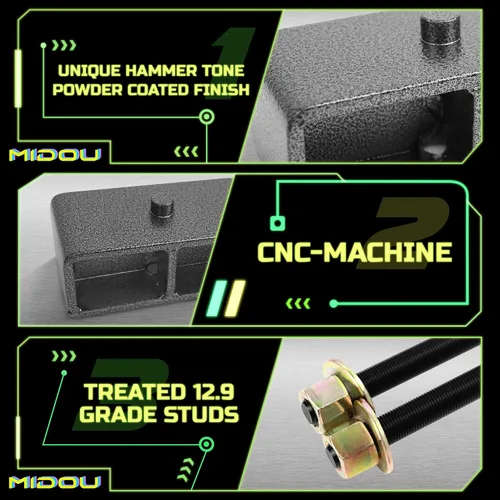 Vista 4 de Kit de nivelación de elevación de 2 pulgadas para la parte trasera de Chevy Silverado 1500 GMC Sierra 1500 de 1999-2023, bloque de elevación trasero