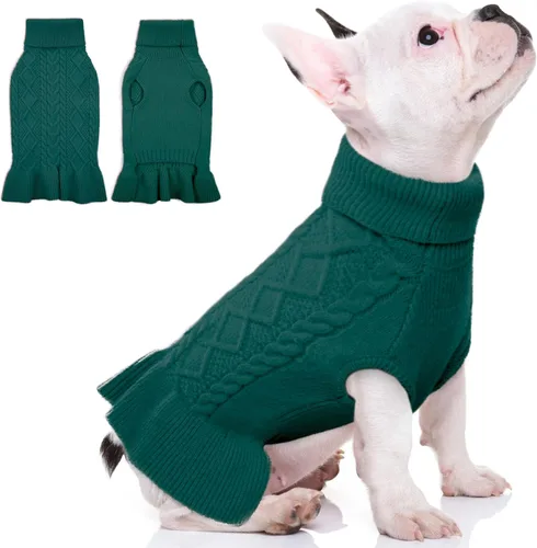 Vista 10 de QBLEEV Suéteres para Perras Pequeñas - Suéteres Suaves y Cálidos de Invierno y Otoño con Cuello de Tortuga y Opciones de Chaleco para Cachorras