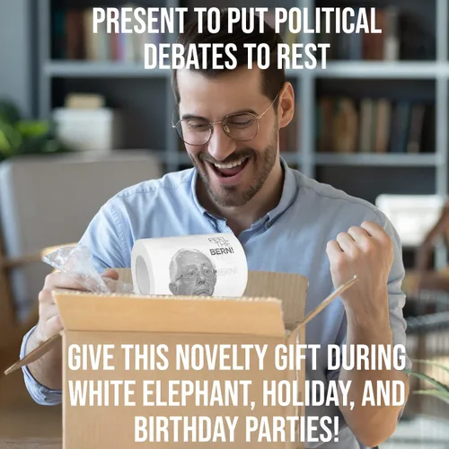 Vista 7 de Papel higiénico demócrata Bernie Sanders, divertido regalo político para republicanos, impreso a medida para elefante blanco y fiestas por Fairly