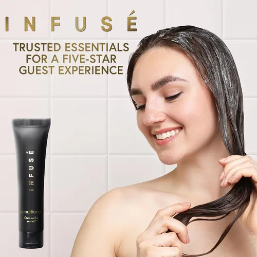Vista 7 de Infuse Black Hotel Toiletries Bulk Acondicionador de 1 oz Tamaño de viaje Para hoteles, alquileres de vacaciones, gimnasio, lujo, aeropuerto