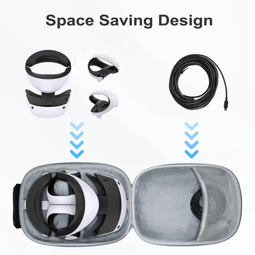 Vista 3 de FASTSNAIL Hard Carrying Case & Accessories Bundle Compatible with PS VR2, Protective Storage Case with Lens Protector, Shoulder Strap and Velcro