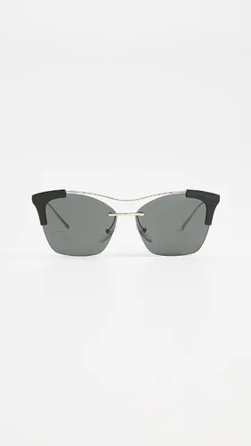 Vista 2 de Prada PR 21US KUI5S0 - Lentes de sol de plástico negrodorado con diseño de ojo de gato, lentes grises