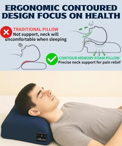 Vista 3 de Almohada cervical de espuma viscoelástica con forma de mariposa para soporte de cuello, almohada ortopédica cervical con contorno de cuello, diseño