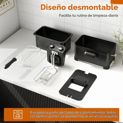 Vista 9 de SIMOE - Freidora eléctrica con canasta, capacidad de aceite de 3 litros/12