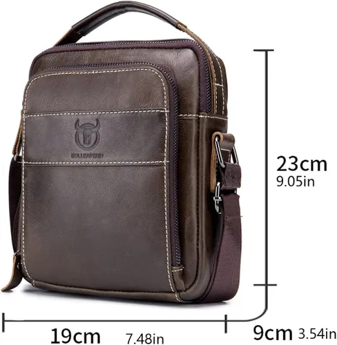Vista 6 de KPYWZER Bolso bandolera de cuero para hombre
