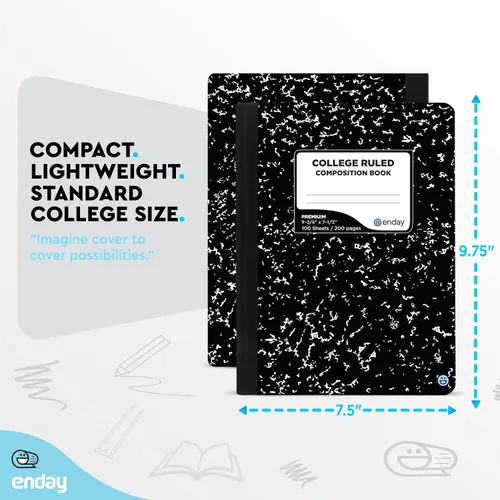 Vista 5 de Enday Cuaderno de composición con rayas universitarias (paquete de 48) – Cuaderno de composición de mármol, cuaderno de composición a rayas