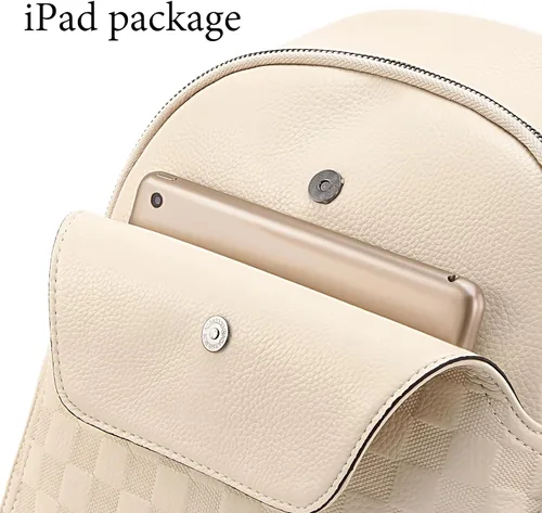 Vista 5 de Mochila pequeña para mujer, bonita mochila a cuadros de piel sintética para mujer, mochila ligera para el hombro, escuela y viajes, Negro