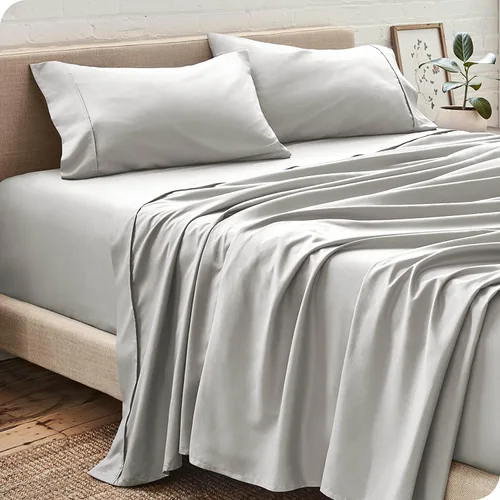 Vista 12 de Juego de sábanas de 4 piezas (1 sábana encimera + 1 sábana bajera + 2 fundas de almohada) 100% algodón natural que se ajusta a colchones de hasta 12
