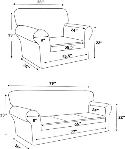 Vista 5 de Easy-Going 2 piezas de fundas para silla, paquetes de funda de sofá
