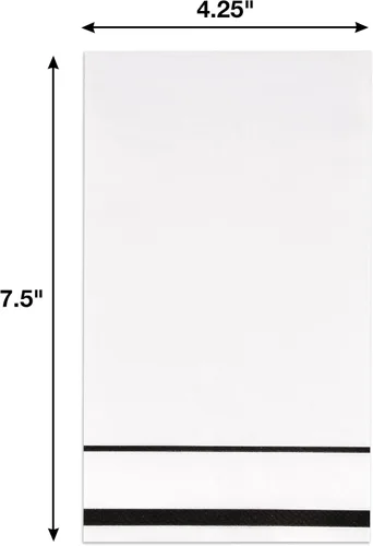 Vista 3 de Gift Boutique Paquete de 100 Servilletas de Invitados Forradas con Ribete Negro de Papel Desechable Elegante Servilleta de Mano para Cena Baño Boda