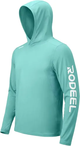 Vista 16 de Rodeel Camisas de pesca para hombre de manga larga que absorbe la tela UPF 50 protección solar camisa de rendimiento a. Negro