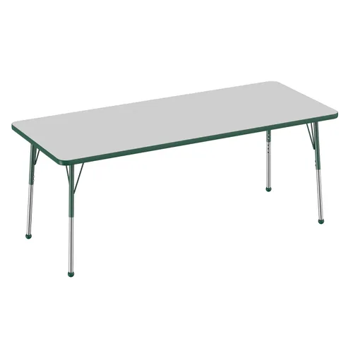 Vista 8 de FDP - Mesa rectangular para actividades escolares y de oficina (24 x 36 pulgadas), patas estándar con deslizadores giratorios, altura ajustable
