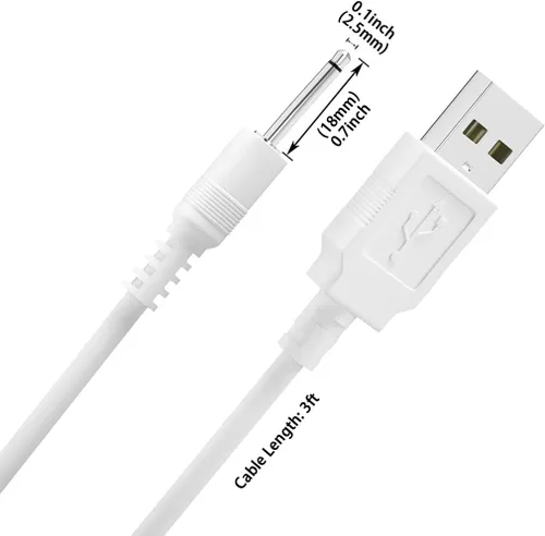 Vista 5 de SCOVEE Cable de carga CC de repuesto de 3 pies,Cable de cargador de 0.098 in,Cargador USB DC,Adaptador de cable de cargador rápido USB a CC de 0.098