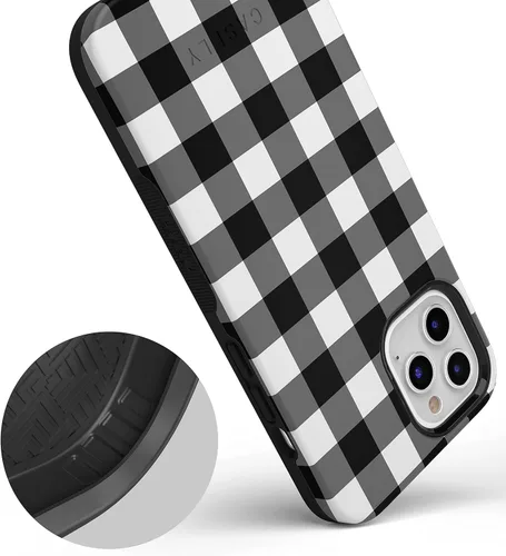 Vista 3 de Casely Funda para iPhone 12 Pro Max Compatible con MagSafe Check Me Out Funda a cuadros de tablero de ajedrez