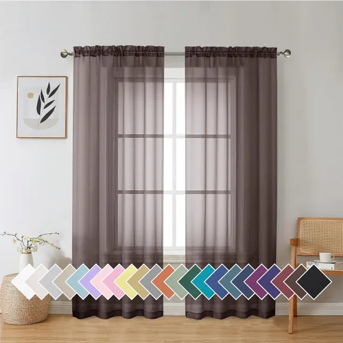 Vista 42 de Aiyufeng 2 paneles de cenefa transparente negra de 14 pulgadas de largo, cortinas cortas negras transparentes para dormitorio, cortinas de cocina