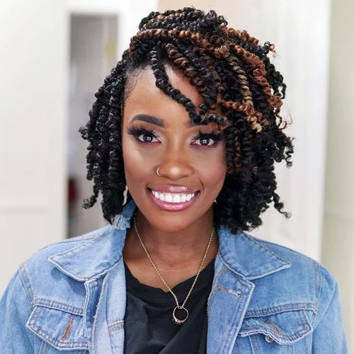 Vista 41 de TOYOTRESS Tiana Passion Twist Hair – 6 pulgadas, 2 piezas de trenzas de ganchillo pretrenzadas color negro natural, extensiones de cabello sintético