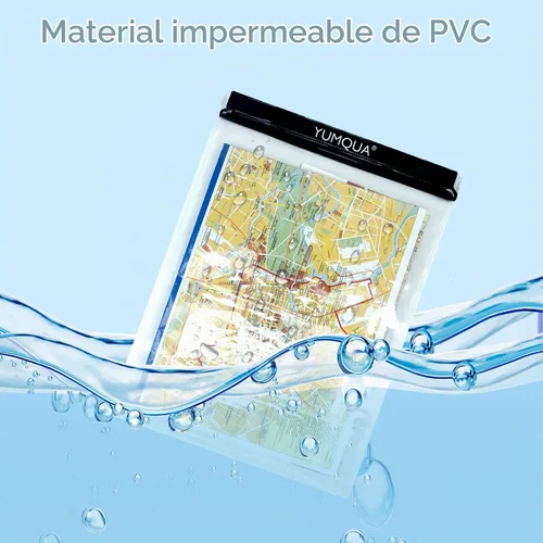 Vista 2 de YUMQUA Bolsas impermeables de gran tamaño, paquete de 3, soporte hermético transparente para documentos, mapa, cámara, teléfono celular, llave