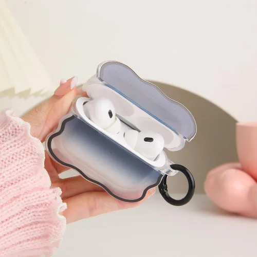 Vista 5 de Funda compatible con Apple AirPods Pro de 2 generación 2022, bonito diseño de ondas, a prueba de golpes, suave y transparente, protector AirPods