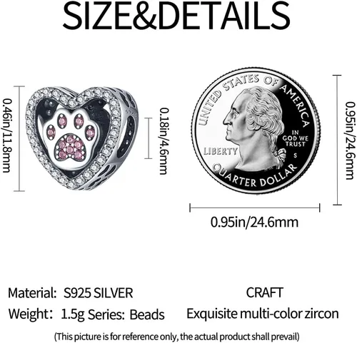 Vista 4 de Pandach 925 Sterling Silver Charms for Bracelets Necklace with 5A CZ Stones Dangle Pendant Bead Jewelry Beads Gifts for Women