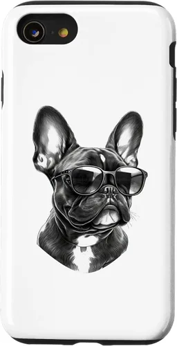 Vista 13 de Funda para iPhone 15 Bulldog Francés con gafas de sol