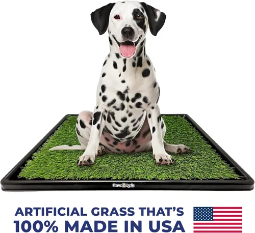 Vista 2 de PawLyfe - Parche de césped artificial de 20 x 25 pulgadas con bandeja, almohadilla de césped reutilizable para interiores y exteriores