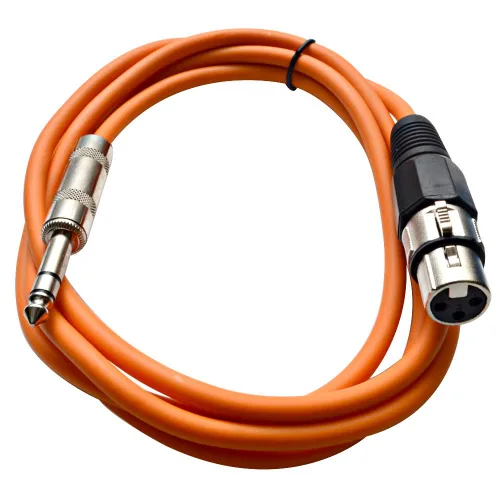 Vista 30 de Seismic Audio - SATRXL-F2 - Cable de conexión XLR naranja de 2 pies hembra a 1/4" TRS