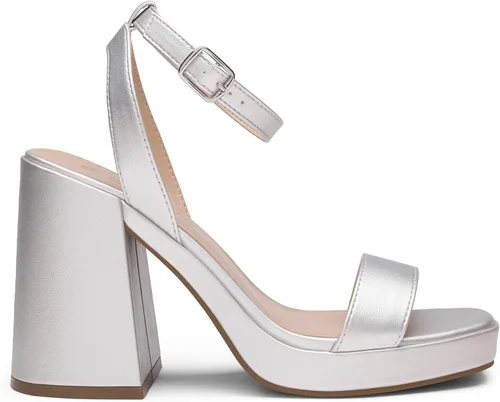 Vista 2 de DREAM PAIRS Tacones para mujer, plataforma gruesa, tacón alto, puntera abierta, moda, boda, fiesta, noche, baile, correa de tobillo, zapatos de tacón