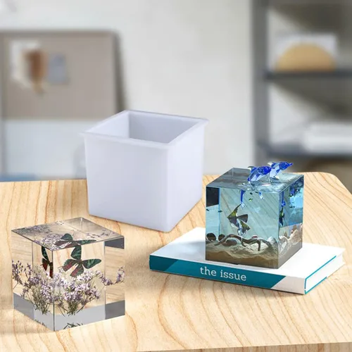 Vista 5 de Molde de resina cuadrado de 3 pulgadas, molde de silicona de cubo grande para fundición de resina, moldes epoxi transparentes para decoración