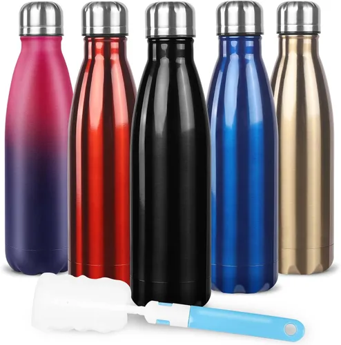Vista 9 de Sfee Botella de agua aislada, botellas de agua de acero inoxidable de 17 onzas, botellas de agua reutilizables al vacío de doble pared a prueba