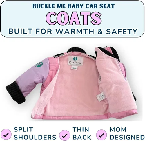 Vista 3 de Buckle Me Baby Coats Chaqueta de invierno de asiento de coche más seguro de cierre rápido para niño o niña, como se ve en Shark Tank