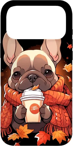 Vista 22 de French Bulldog Fall Autumn Pumpkin Spice Latte Frenchie Dog Case for iPhone 17
