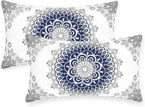 Vista 21 de CaliTime Fundas de Almohadas Decorativas Paquete de 2 Cómodas de Vellón Mandala Dalia Floral Medallón Estilo Brújula Fundas de Cojines para Sofá