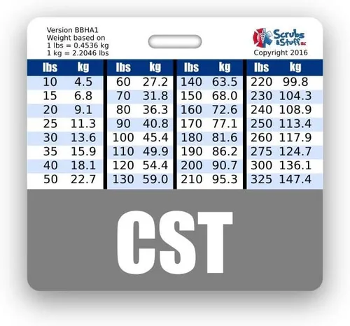 Vista 6 de CST Badge Buddy - Tablas de conversión horizontales con altura y peso (estándar, negro)