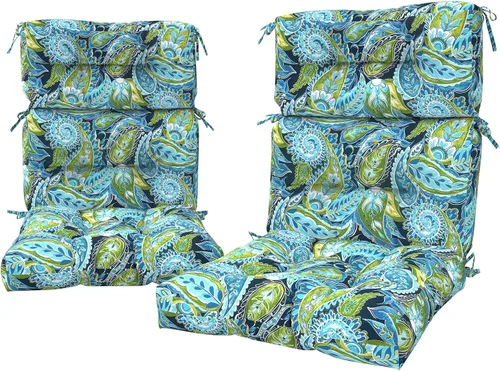 Vista 25 de LVTXIII Paquete de 2 cojines para sillas de respaldo alto para exteriores, 44 x 20 x 4 pulgadas, juego de cojines de patio al aire libre con lazos