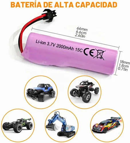 Vista 2 de sea jump 3 unids 3.7 V 2000 mAh SM-2P Plug batería de litio con cable de carga USB para DE68 DE44 DE45W DE45 DE58 DE49 DE57 DE70 vehículo