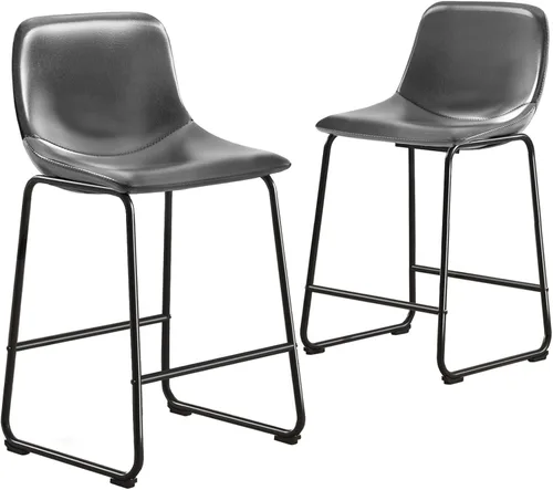Vista 27 de TAVR Furniture Leathaire - Juego de 2 taburetes de tela con altura de mostrador, sillas de isla sin brazos, con capacidad para hasta 500 libras