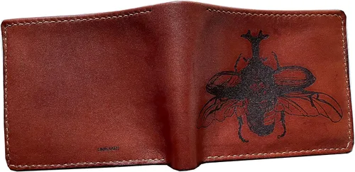 Vista 3 de Cartera plegable de cuero de ciervo alce hecha a mano para hombre, regalos personalizados para hombres, idea de regalo de Navidad 2020