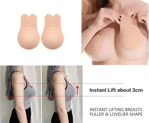 Vista 4 de 2 Pack Adhesive Bra,Breast Lift Tape Sticky Bra Invisible Lift Strapless Backles Bras for Women