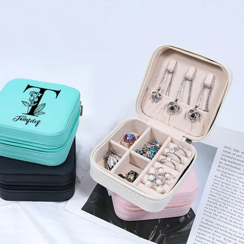Vista 7 de SLML Joyero personalizado Organizador de joyas personalizado con nombre personalizado para niñas, organizador de joyas de viaje personalizado