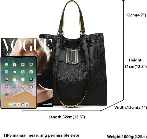 Vista 4 de JESSWOKO Bolso de mano de cuero negro de lujo para mujer, bolsos de hombro de 13 pulgadas, bolsos de diseñador, regalos de Navidad para mamámujer