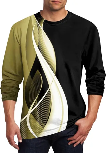 Vista 14 de Camisas casuales para hombre, de manga larga, cuello redondo, elásticas, suaves, casuales, S-4XL