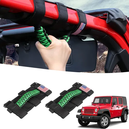 Vista 12 de GAIZON Paquete de 2 asas de agarre de barra antivuelco, asas de paracaídas para Wrangler CJ YJ TJ JL JK LJ JLU JKU Sahara Freedom Rubicon, Gladiator