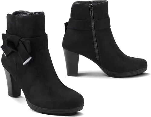 Vista 2 de mysoft Botines para mujer con tacón, tacón grueso apilado y cremallera botines para mujer