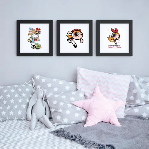 Vista 2 de Trends International Gallery Pops Cartoon Network The Powerpuff Girls - Paquete de arte de pared de flores (paquete de 3)