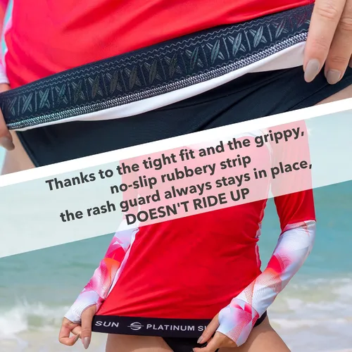 Vista 3 de Camiseta de natación de manga larga con protección solar UV UPF 50+ con cremallera para mujer