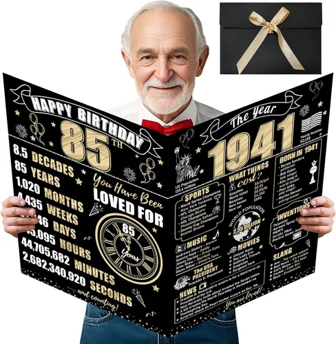 Vista 24 de Turypaty Tarjeta de 10 cumpleaños grande con sobre para niños y niñas, libro de firmas de invitados gigante de feliz 10 cumpleaños en negro y oro