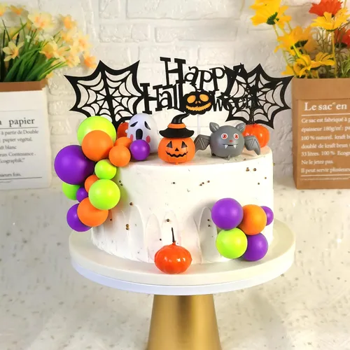 Vista 7 de Decoración de Halloween para tartas de calabaza, murciélago, fantasma